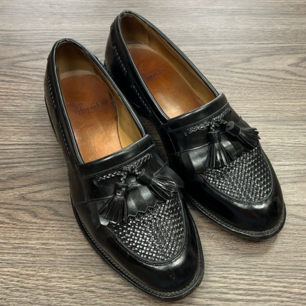 Allen Edmonds Cody Black Kiltie Woven Tassel Loafers 10 E